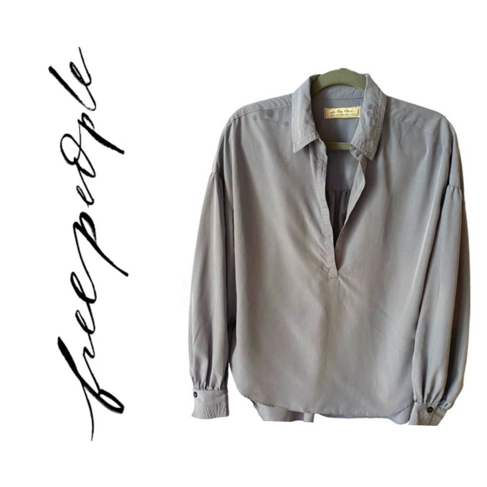 We The Free Women's Long Sleeve Blue Grey Blouse Size Small